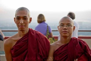 The monk on the right - super chatty; the monk on the left - not so much